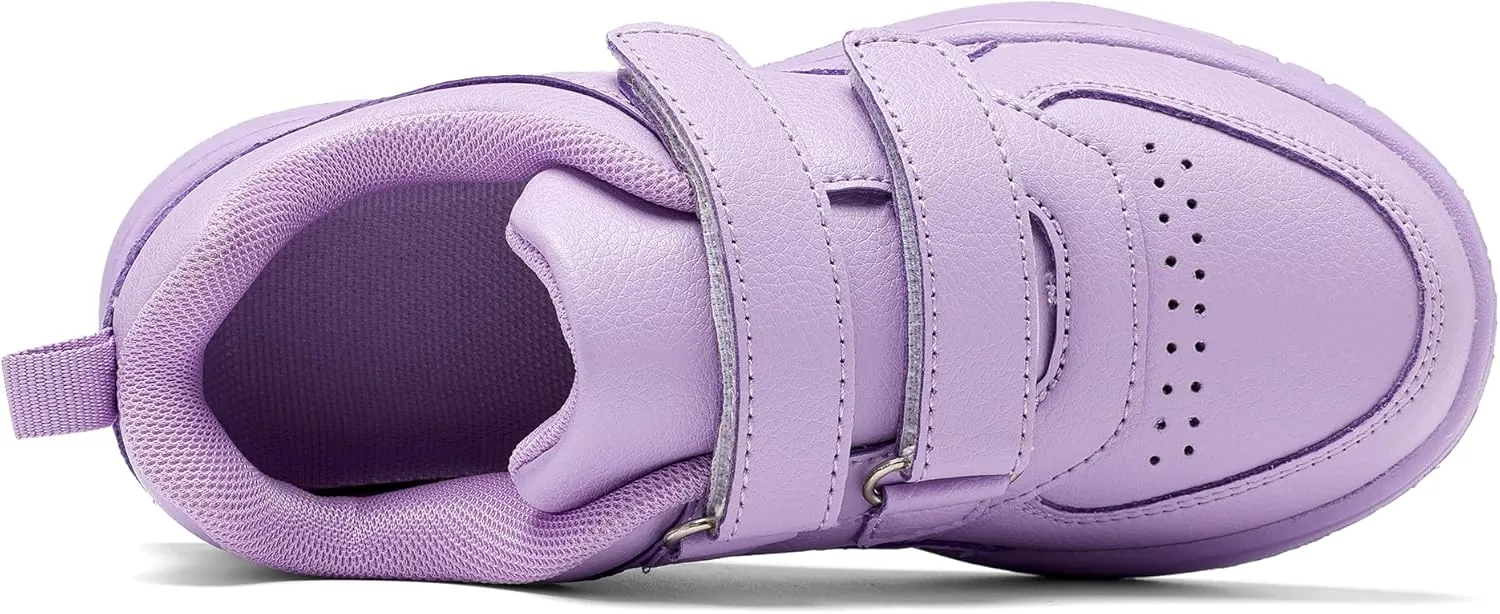 DSWED Unisex-Child Leather Lightweight Breathable Knit Athletic Running Sneakers for Kids Shoes for Boys Girls