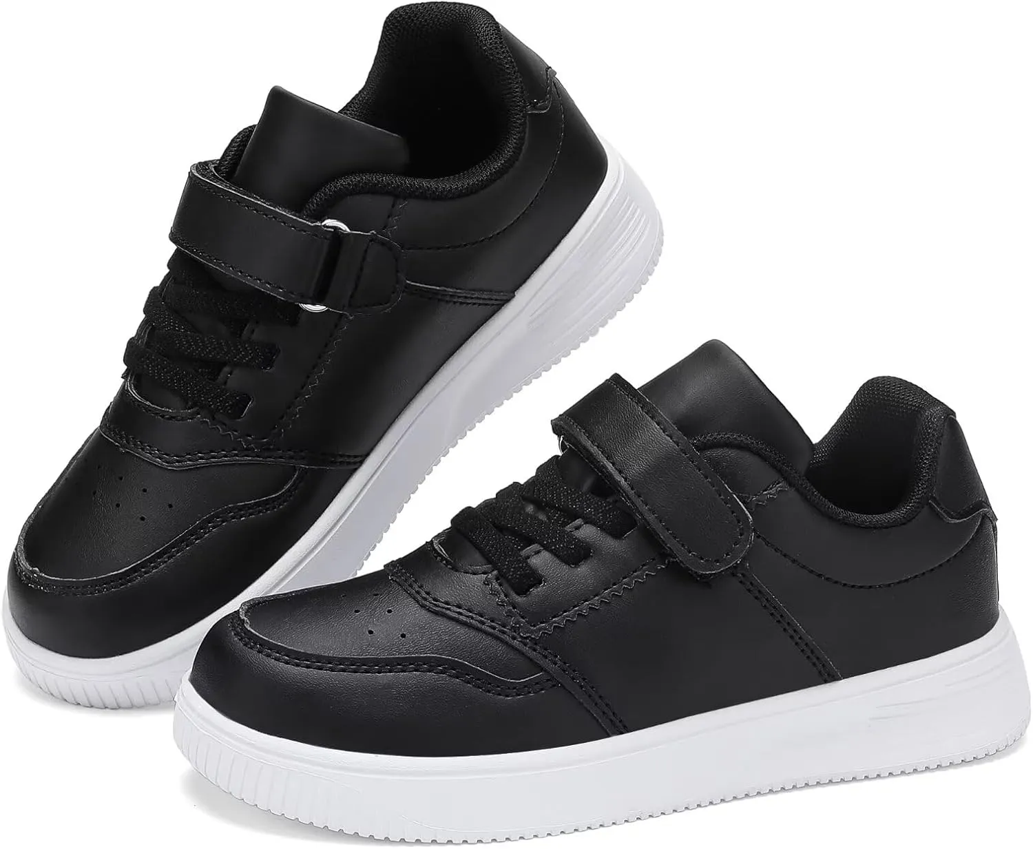 DSWED Unisex-Child Leather Lightweight Breathable Knit Athletic Running Sneakers for Kids Shoes for Boys Girls