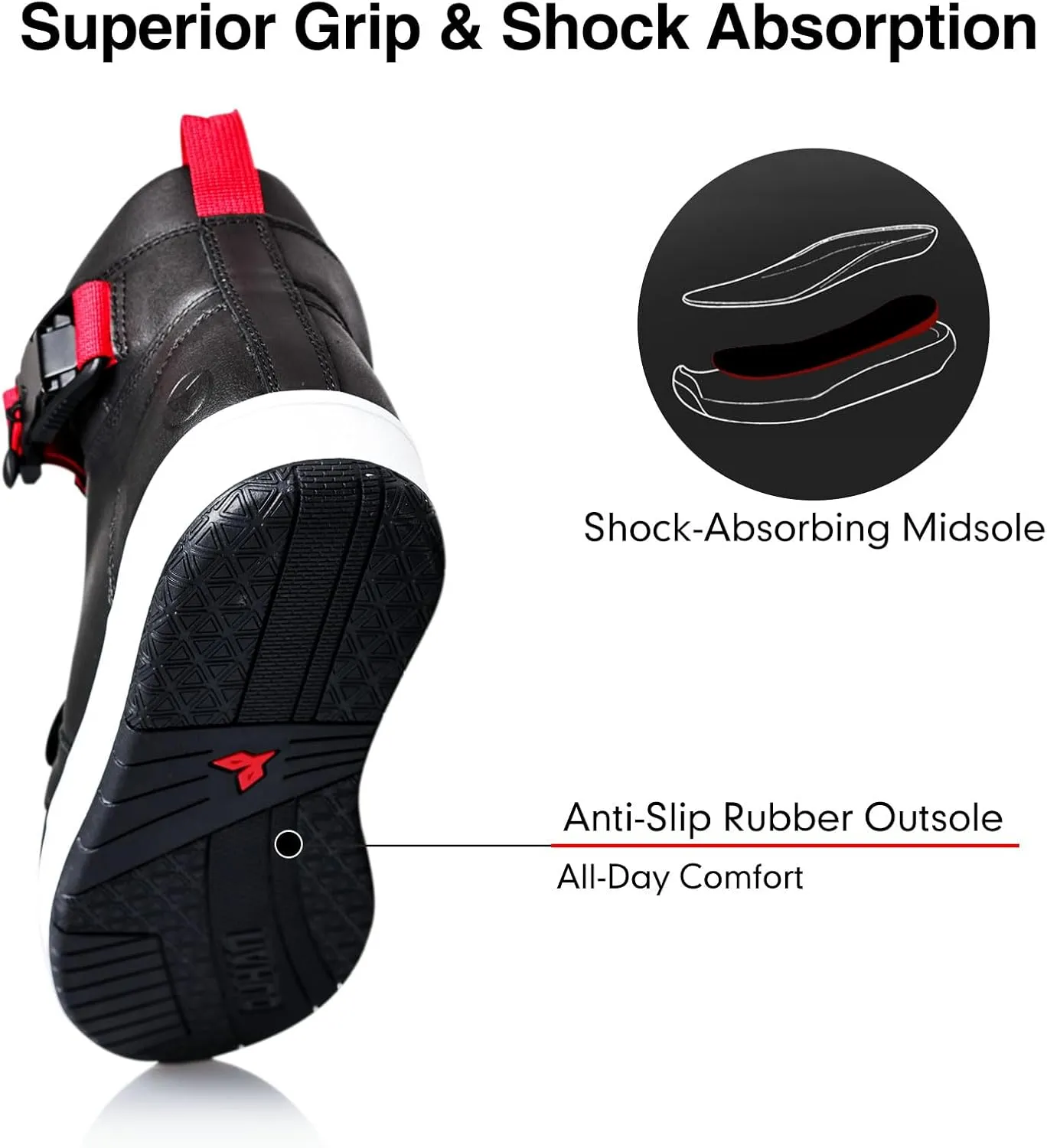 DUHAN Motorcycle Shoes Anti-slip Leather Motorcycle Boots with Quick-release Magnetic Buckle for Men and Women Riding/Casual