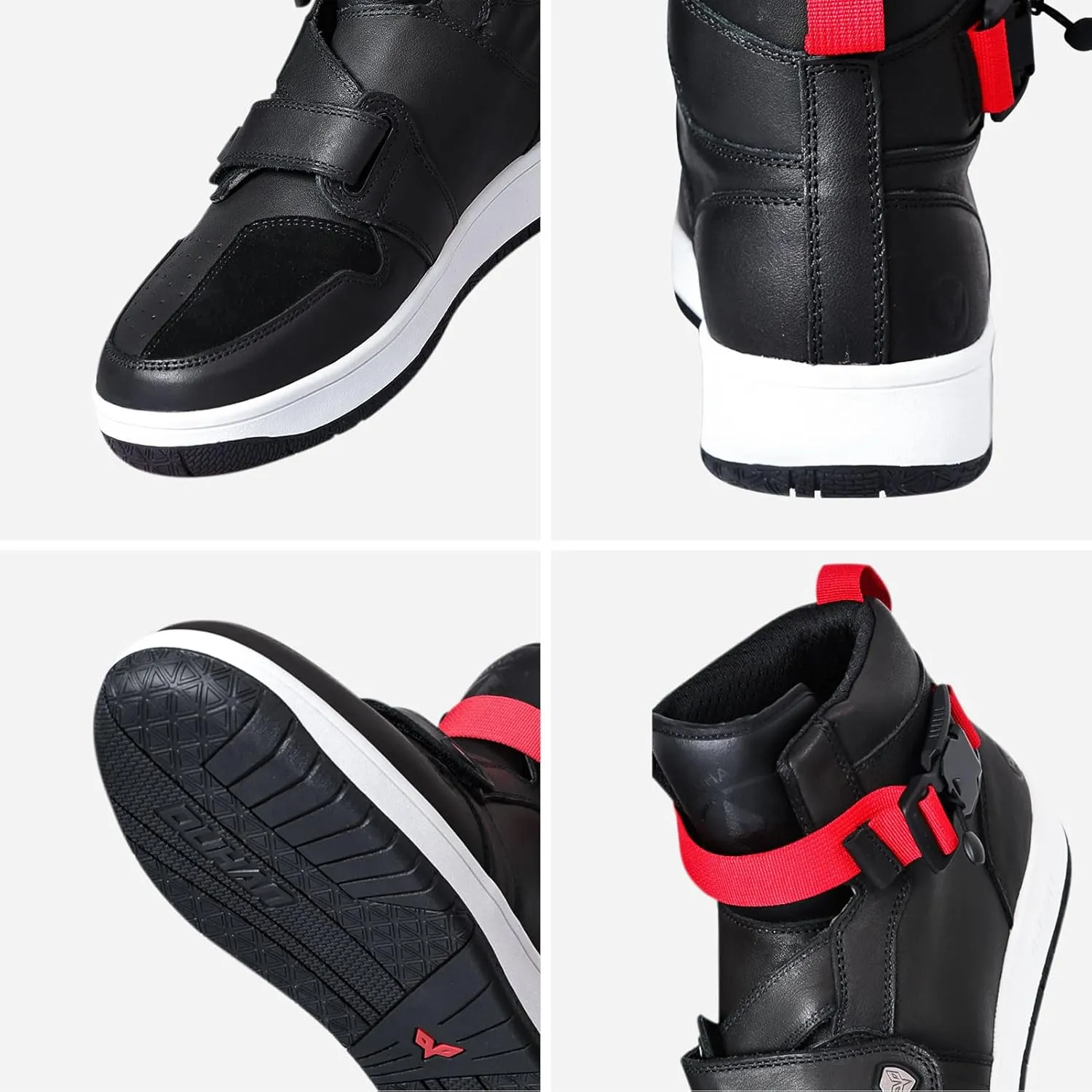 DUHAN Motorcycle Shoes Anti-slip Leather Motorcycle Boots with Quick-release Magnetic Buckle for Men and Women Riding/Casual