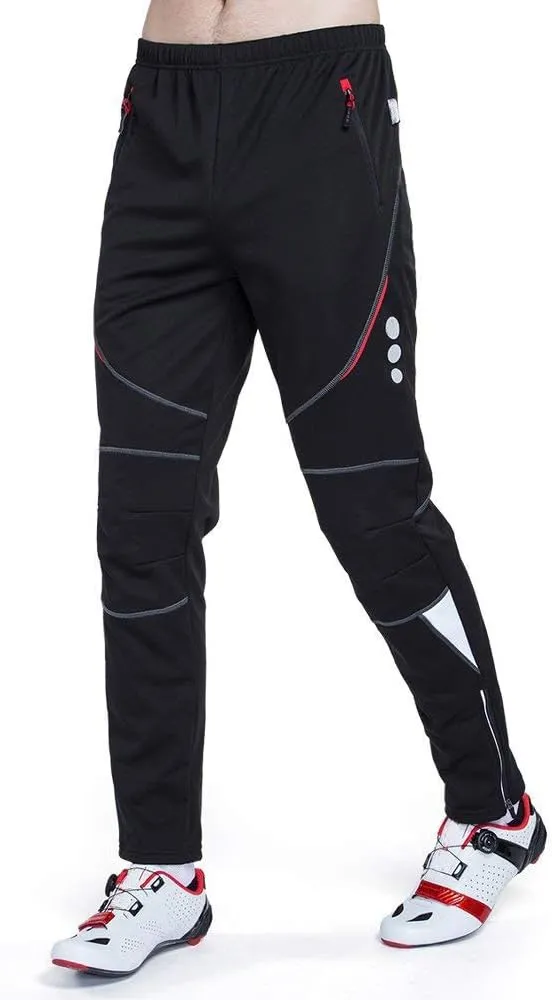 DuShow Men Fleece Cycling Winter Pants(No Padded) Women Thermal Windproof Athletic Pants