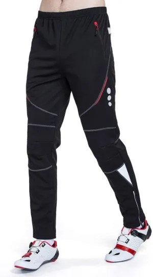 DuShow Men Fleece Cycling Winter Pants(No Padded) Women Thermal Windproof Athletic Pants
