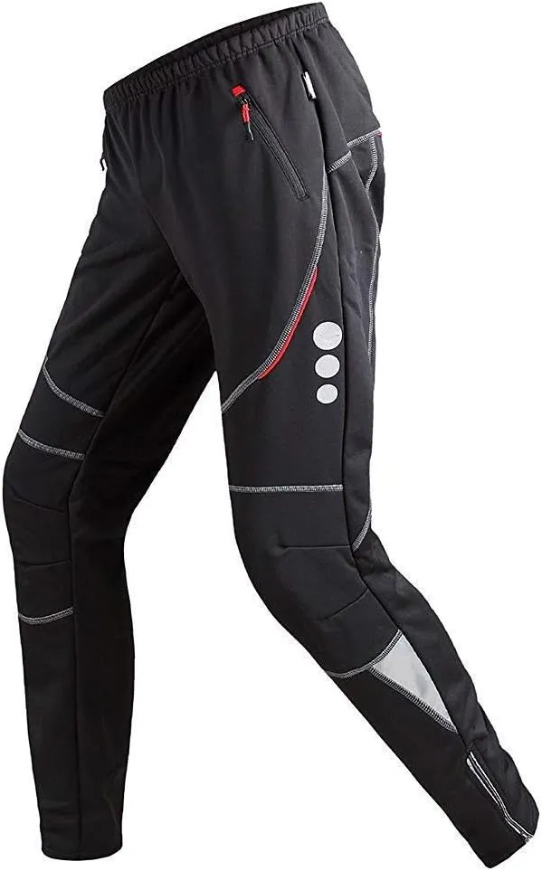 DuShow Men Fleece Cycling Winter Pants(No Padded) Women Thermal Windproof Athletic Pants