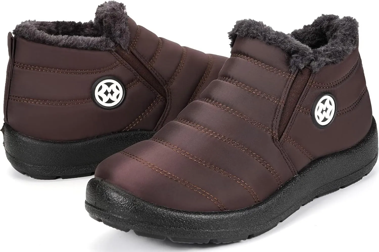 Eagsouni Snow Boots Womens Winter Ankle Boots Ladies Warm Fur Lined Booties Thickening Shoes Zip Flat Sneakers Outdoor Booties