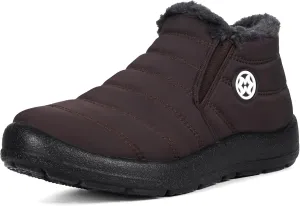 Eagsouni Snow Boots Womens Winter Ankle Boots Ladies Warm Fur Lined Booties Thickening Shoes Zip Flat Sneakers Outdoor Booties
