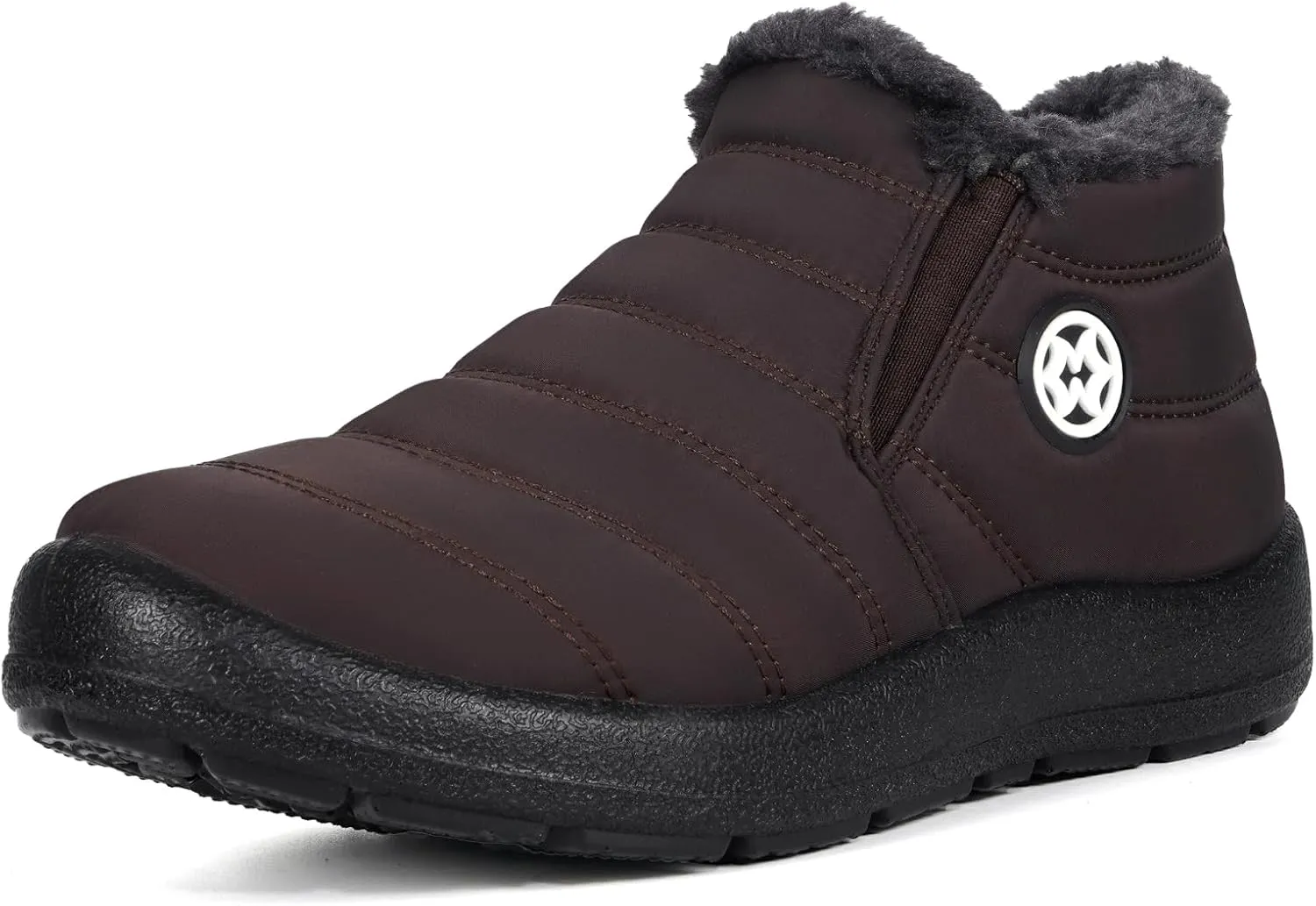 Eagsouni Snow Boots Womens Winter Ankle Boots Ladies Warm Fur Lined Booties Thickening Shoes Zip Flat Sneakers Outdoor Booties