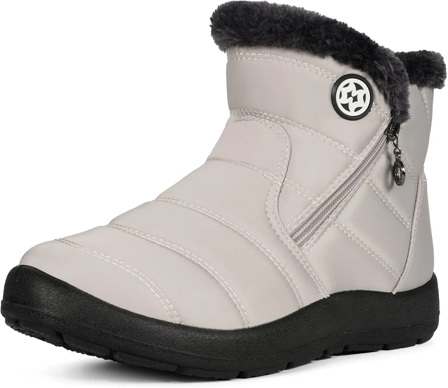 Eagsouni Snow Boots Womens Winter Ankle Boots Ladies Warm Fur Lined Booties Thickening Shoes Zip Flat Sneakers Outdoor Booties