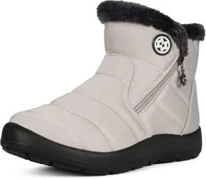 Eagsouni Snow Boots Womens Winter Ankle Boots Ladies Warm Fur Lined Booties Thickening Shoes Zip Flat Sneakers Outdoor Booties