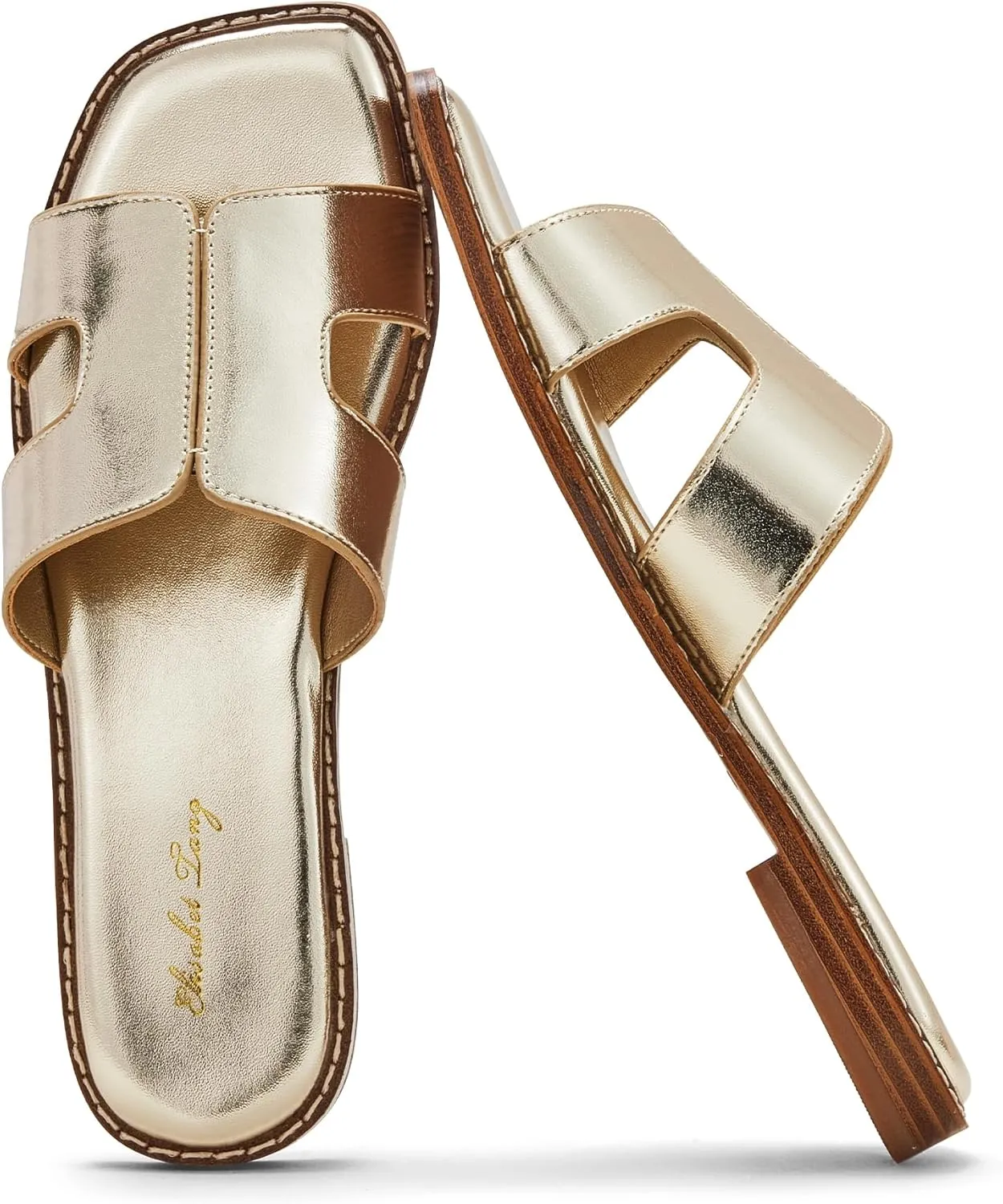 Elisabet Tang Retro Summer Trendy Flat Sandals for Women Fashion - Leather Beach Slide Slipper Comfort Daily Outdoor
