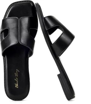 Elisabet Tang Retro Summer Trendy Flat Sandals for Women Fashion - Leather Beach Slide Slipper Comfort Daily Outdoor