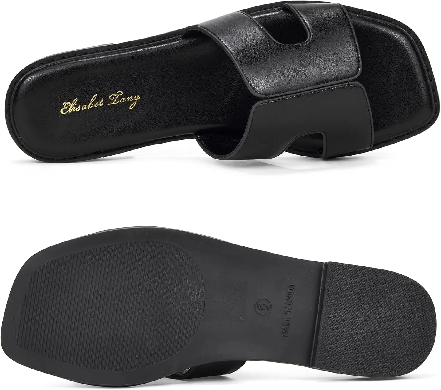 Elisabet Tang Retro Summer Trendy Flat Sandals for Women Fashion - Leather Beach Slide Slipper Comfort Daily Outdoor