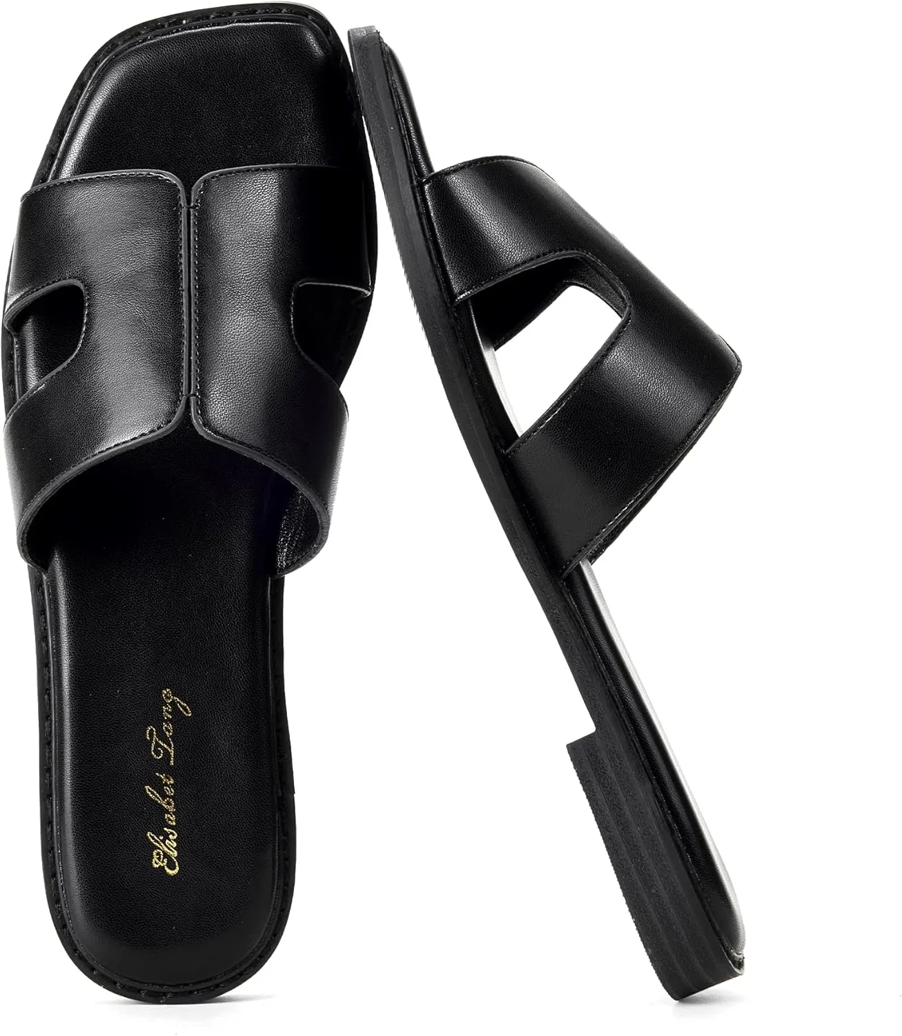 Elisabet Tang Retro Summer Trendy Flat Sandals for Women Fashion - Leather Beach Slide Slipper Comfort Daily Outdoor