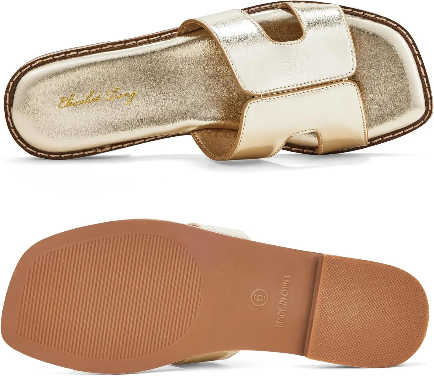 Elisabet Tang Retro Summer Trendy Flat Sandals for Women Fashion - Leather Beach Slide Slipper Comfort Daily Outdoor