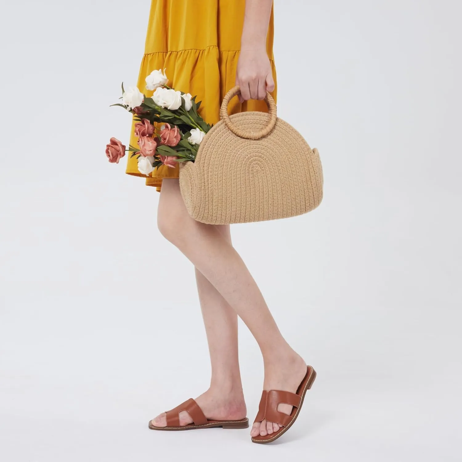 Elisabet Tang Retro Summer Trendy Flat Sandals for Women Fashion - Leather Beach Slide Slipper Comfort Daily Outdoor