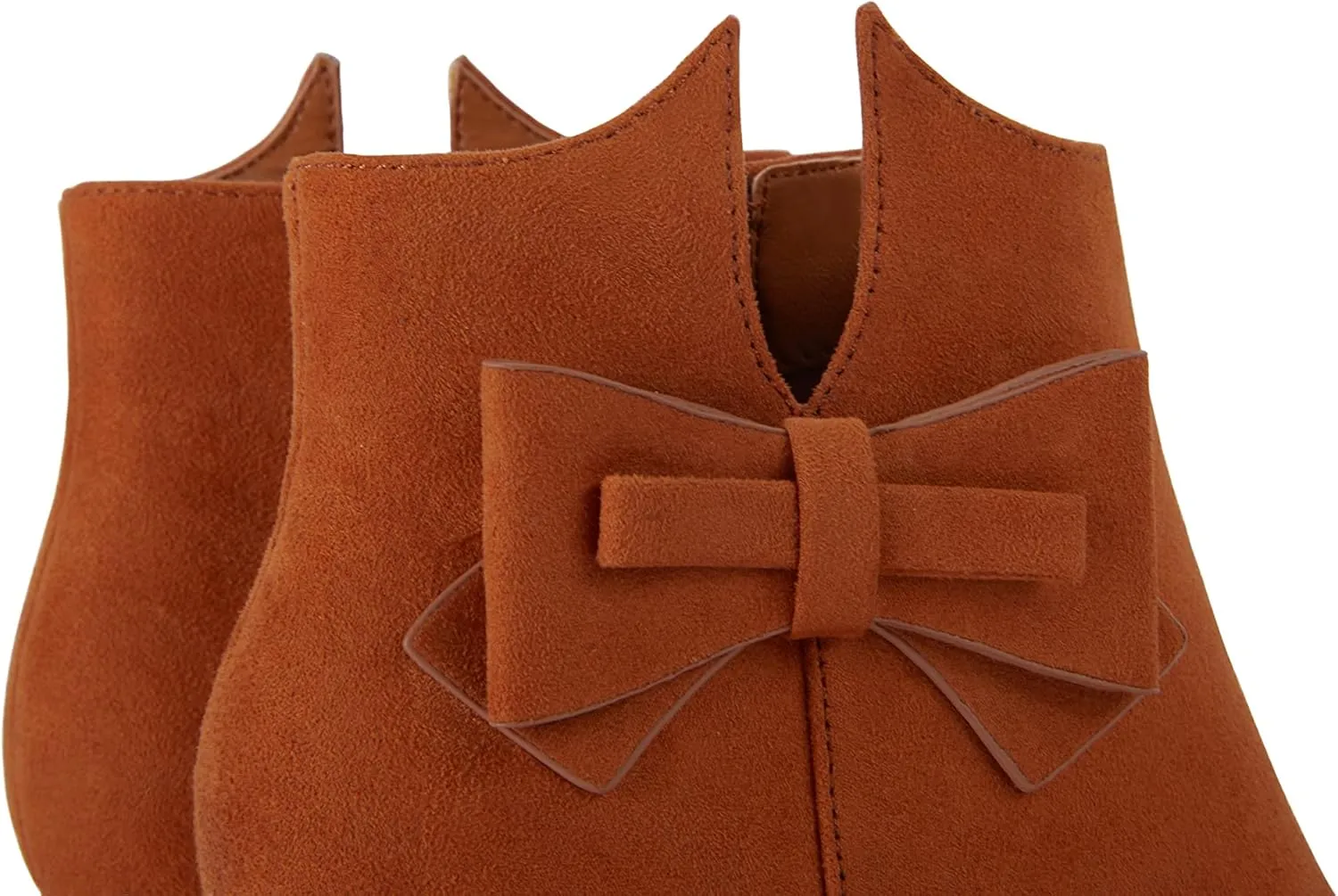 Ermonn Womens Pointed Toe Ankle Boots Stiletto Heels Side Zipper Bow Faux Suede Booties Wedding Dress Shoes