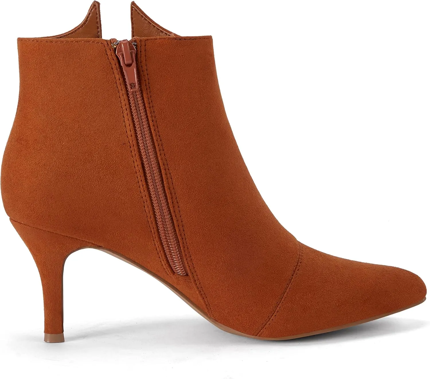 Ermonn Womens Pointed Toe Ankle Boots Stiletto Heels Side Zipper Bow Faux Suede Booties Wedding Dress Shoes