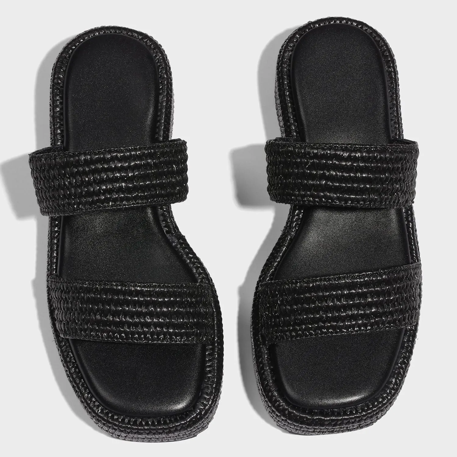 Erocalli Platform Sandals Women Cute Wedge Espadrilles Slip on Summer Beach Raffia Vacation Sandal Comfortable Open Toe Dressy Shoes