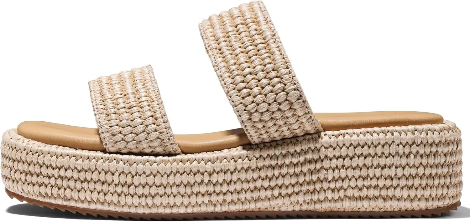 Erocalli Platform Sandals Women Cute Wedge Espadrilles Slip on Summer Beach Raffia Vacation Sandal Comfortable Open Toe Dressy Shoes