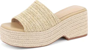 Erocalli Women's Espadrilles Platform Sandals Wedges Slides Sandals Open Toe Fashion Summer Outdoor Beach Sandals