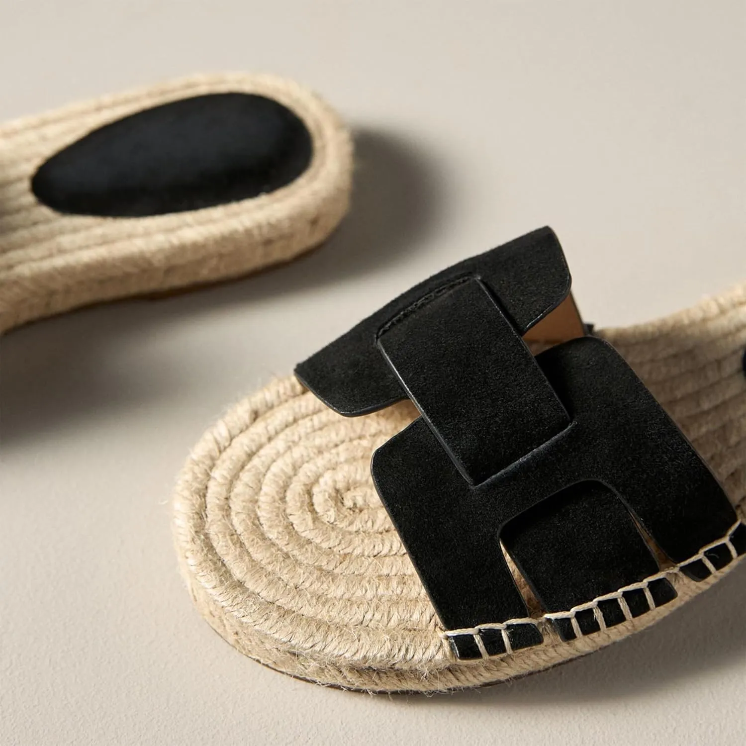 Espadrilles Flat Sandals for Women Comfortable Suede Slip on Open Toe Beach Slides Sandals.