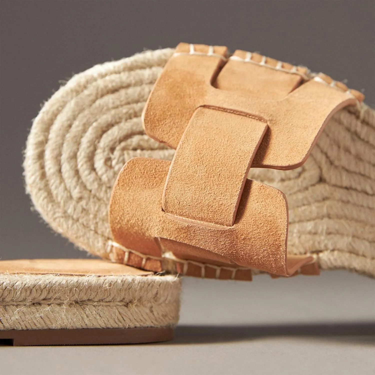 Espadrilles Flat Sandals for Women Comfortable Suede Slip on Open Toe Beach Slides Sandals.