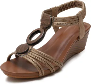 FRALOSHA Wedge Sandals for Women Dressy Open Toe Comfy Casual Summer High Heel Platform Breathable Beach Sandals