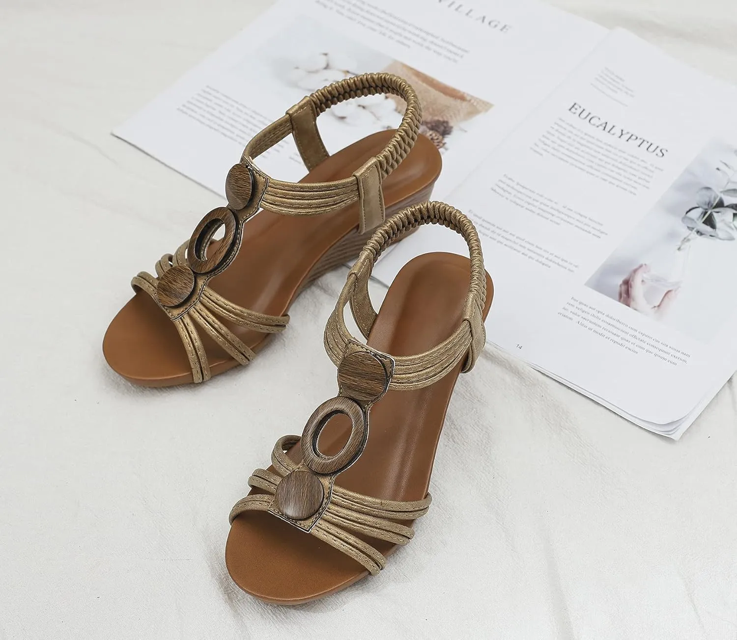 FRALOSHA Wedge Sandals for Women Dressy Open Toe Comfy Casual Summer High Heel Platform Breathable Beach Sandals
