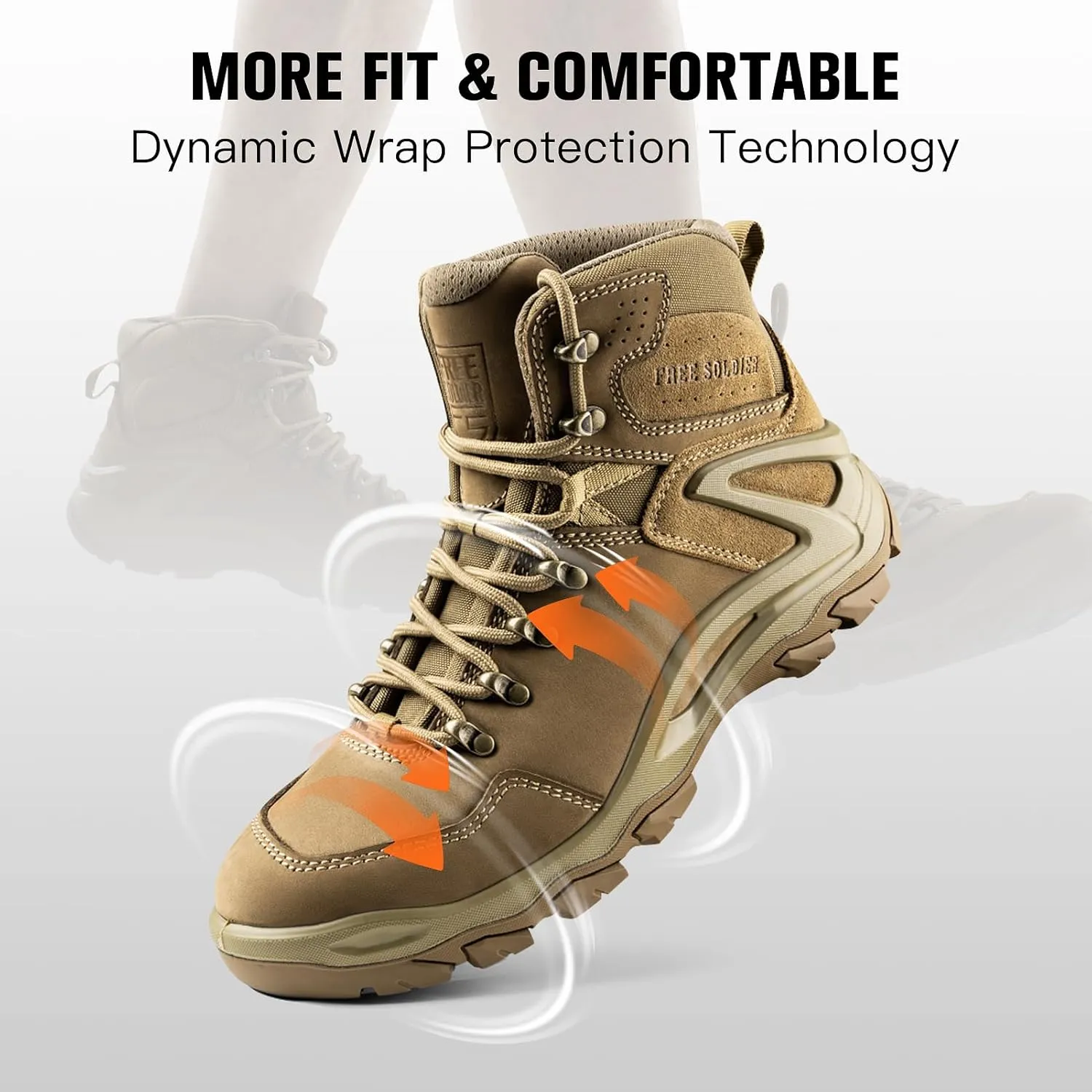 FREE SOLDIER Mens Waterproof Tactical Hiking Boots Combat Work Boots Desert Military Boots