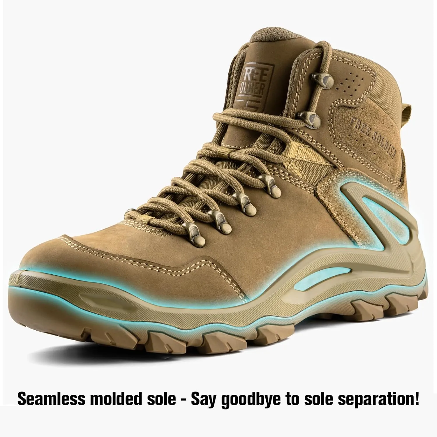 FREE SOLDIER Mens Waterproof Tactical Hiking Boots Combat Work Boots Desert Military Boots