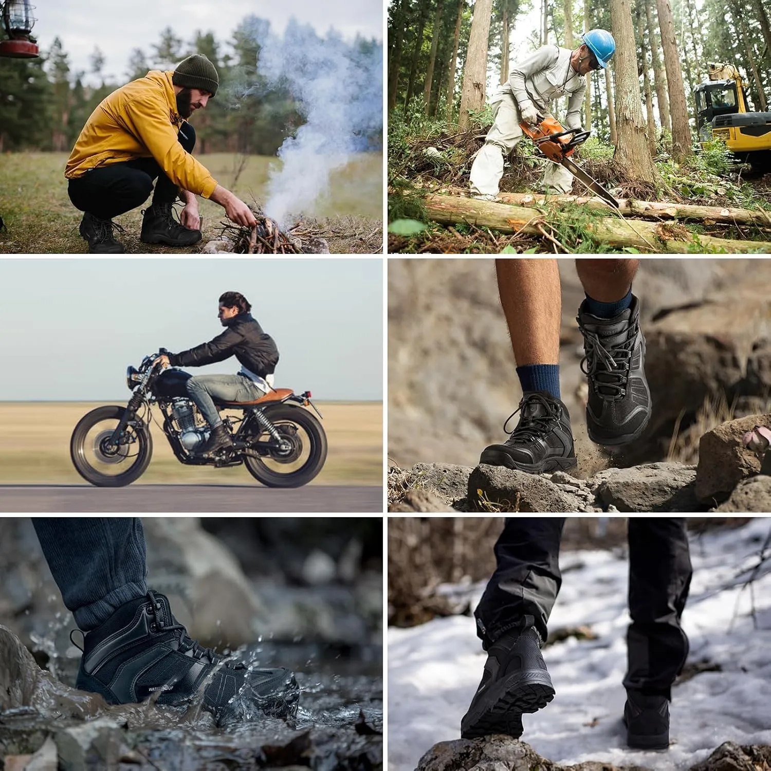 FREE SOLDIER Waterproof Hiking Boots for Men Black Boots Hiking Shoes for Men