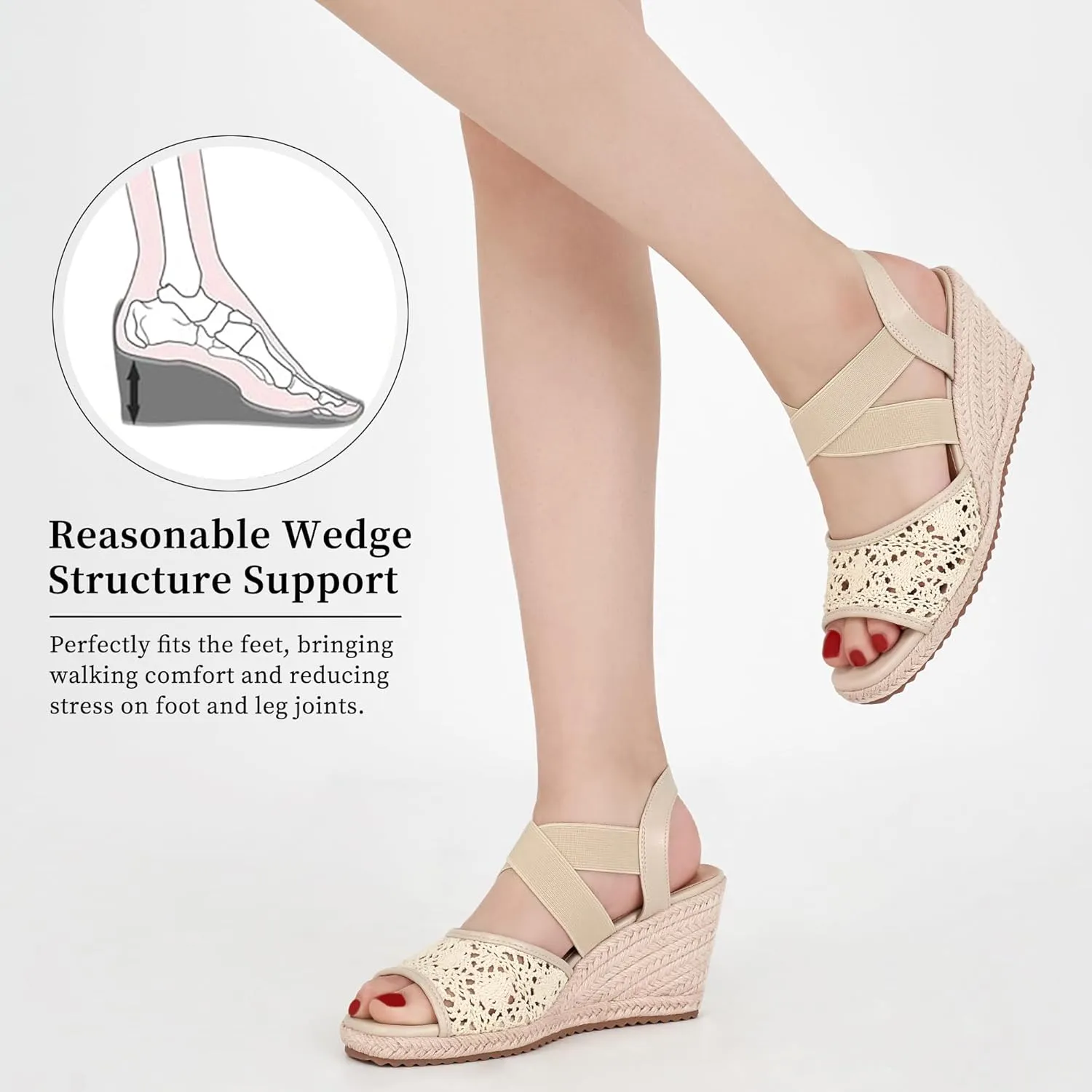 FUDYNMALC Sandals for Women Wedge Heels: Summer Dressy Platform Espadrilles Wedges - Comfortable Square Open Toe Wedding Shoes 2025