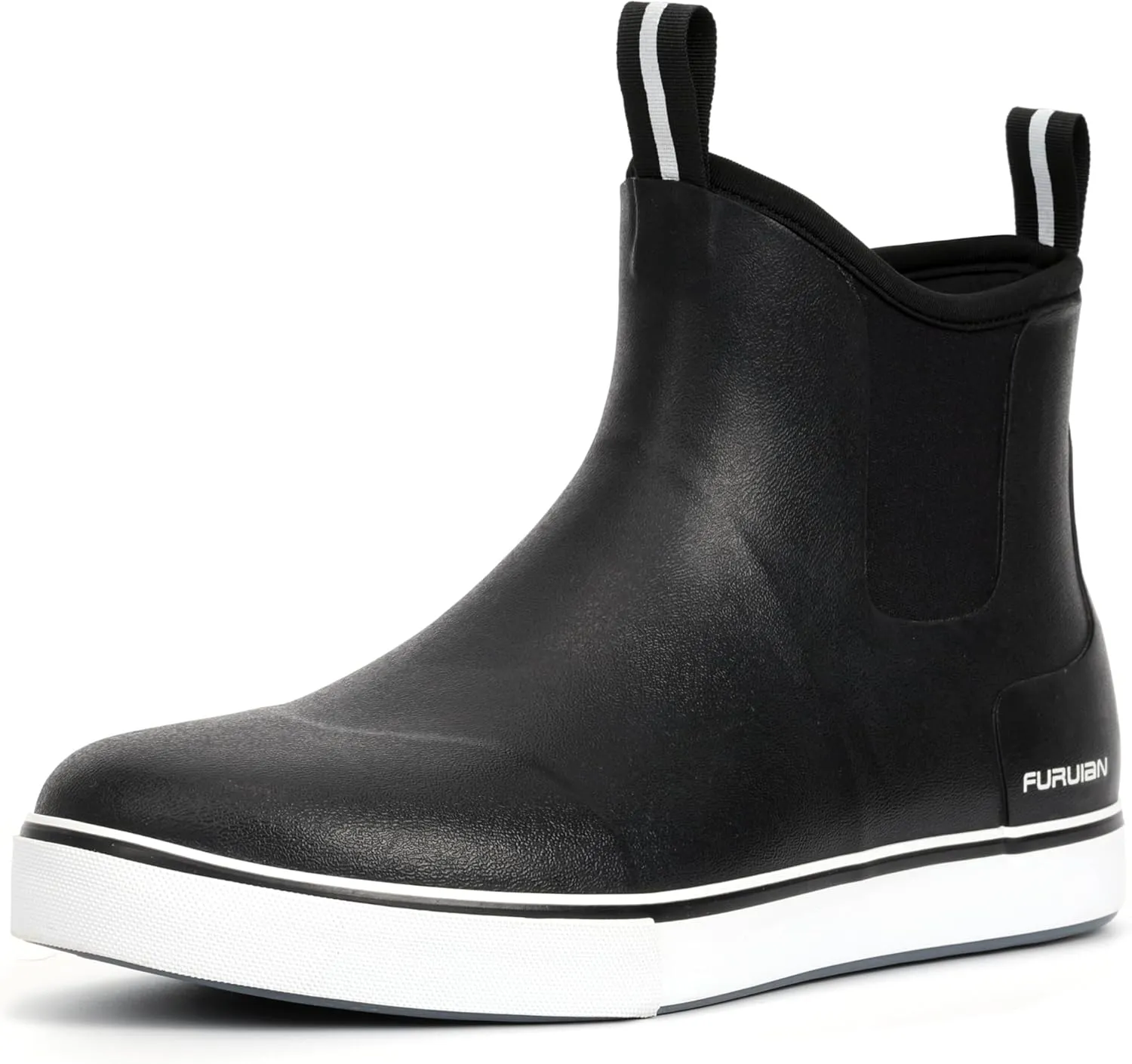 Furuian Men's Deck Boots Fishing Boots Waterproof Rain Boots Ankle Booties Slip On Neoprene Rubber Footwear Chelsea Boots Men botas para hombre for Gardening Fishing Boating Camping Sailing