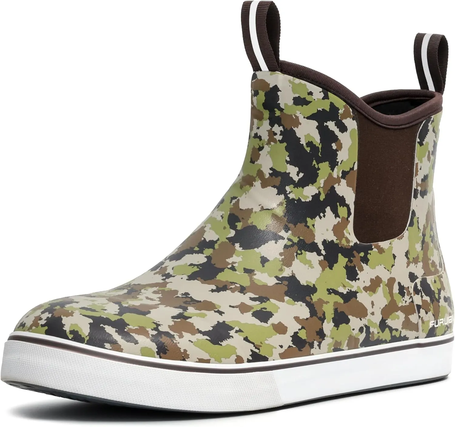 Furuian Men's Deck Boots Fishing Boots Waterproof Rain Boots Ankle Booties Slip On Neoprene Rubber Footwear Chelsea Boots Men botas para hombre for Gardening Fishing Boating Camping Sailing