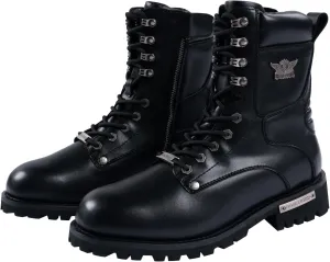 GARGOYLE BELLS Men's Motorcycle Boots PU Leather Combat Boots For Men Biker Boots with Lace-Up And Side Zipper