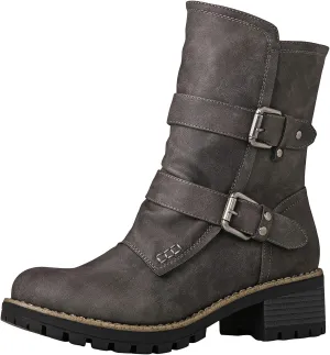 GLOBALWIN Lace up Mid Calf Motorcycle Fashion Festival Boots Combat Riding Military Boots for Women