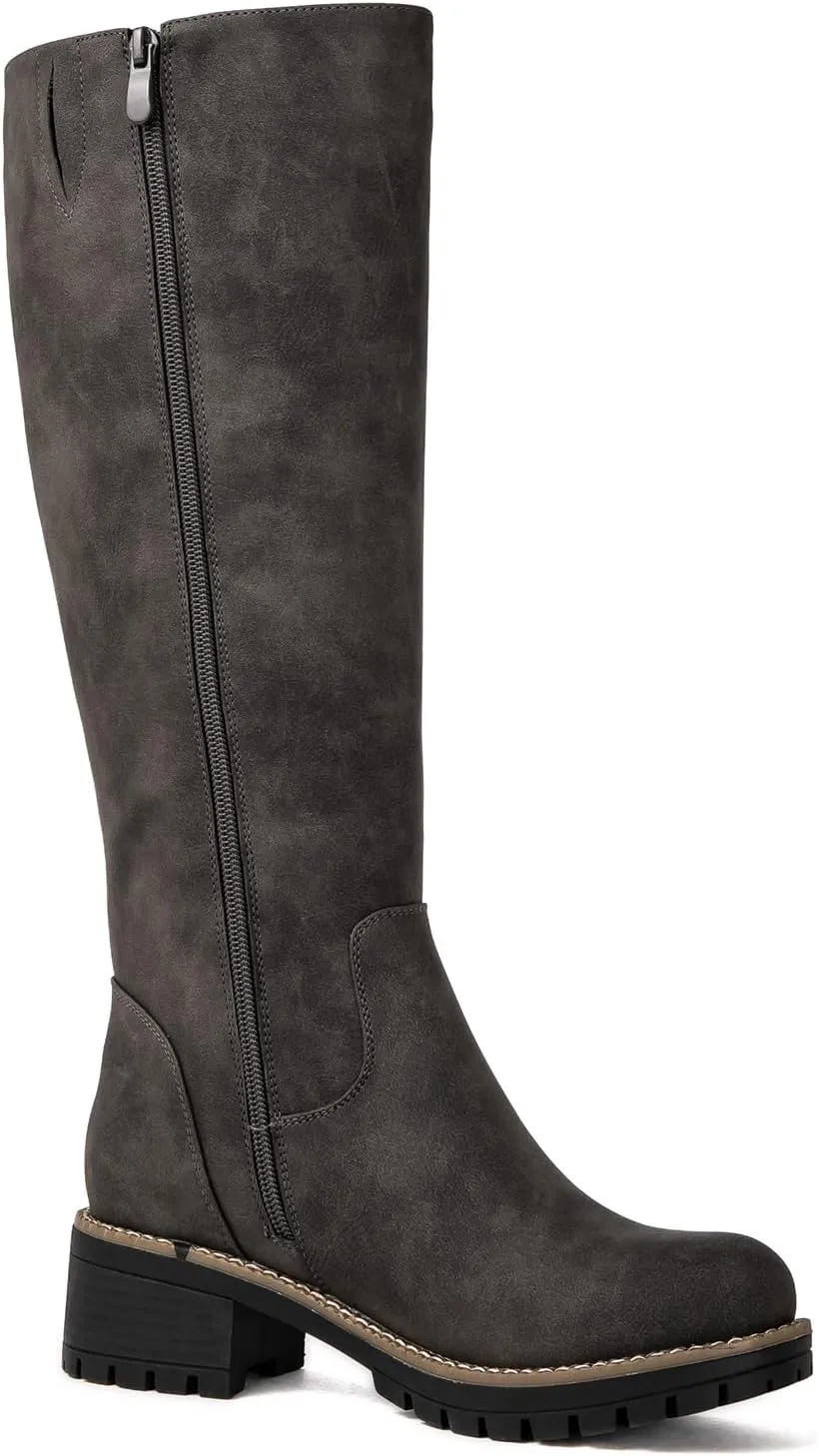 GLOBALWIN Women's Boots Back Lace Up Fall Winter Fashion Knee High Boots For Women
