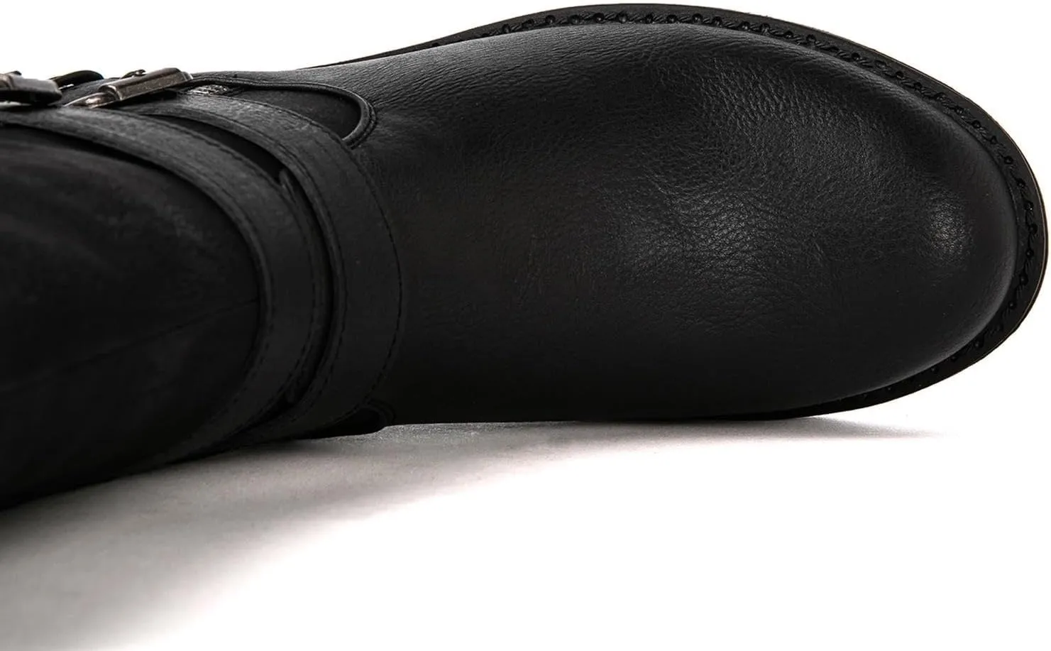 GLOBALWIN Women's Fall Fashion Biker Boots Mid Calf Boots For Women Low Heel