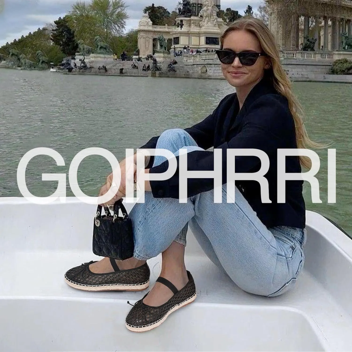 Goiphrri Platform Mary Jane Flats for Women Espadrilles Bow Knot Mary Janes Straw Woven Mesh Ballet Flats for Women Flatform Dress Pumps