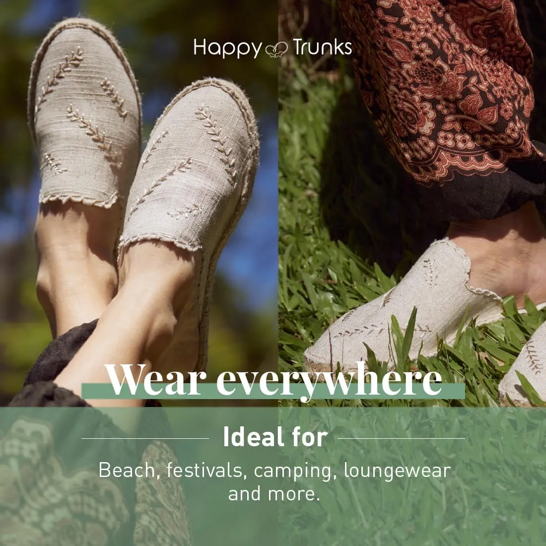 Happy Trunks Mules for Women Slip on Clogs Comfortable Backless Flats Shoes/Espadrilles for Women/Alpargatas para Mujer/Summer Shoes