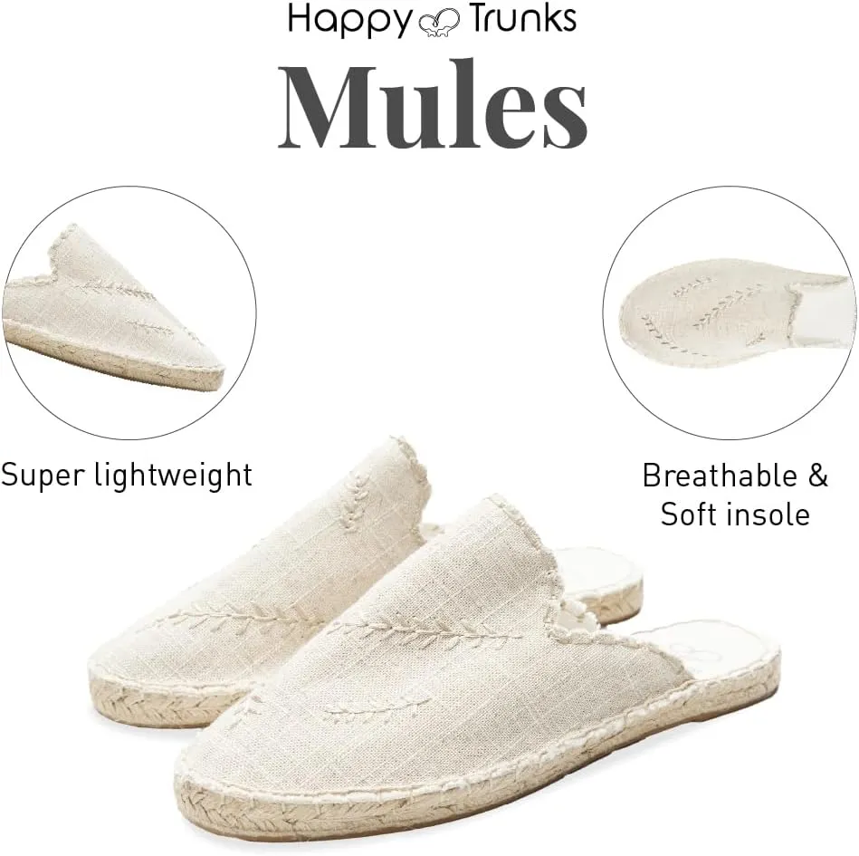 Happy Trunks Mules for Women Slip on Clogs Comfortable Backless Flats Shoes/Espadrilles for Women/Alpargatas para Mujer/Summer Shoes