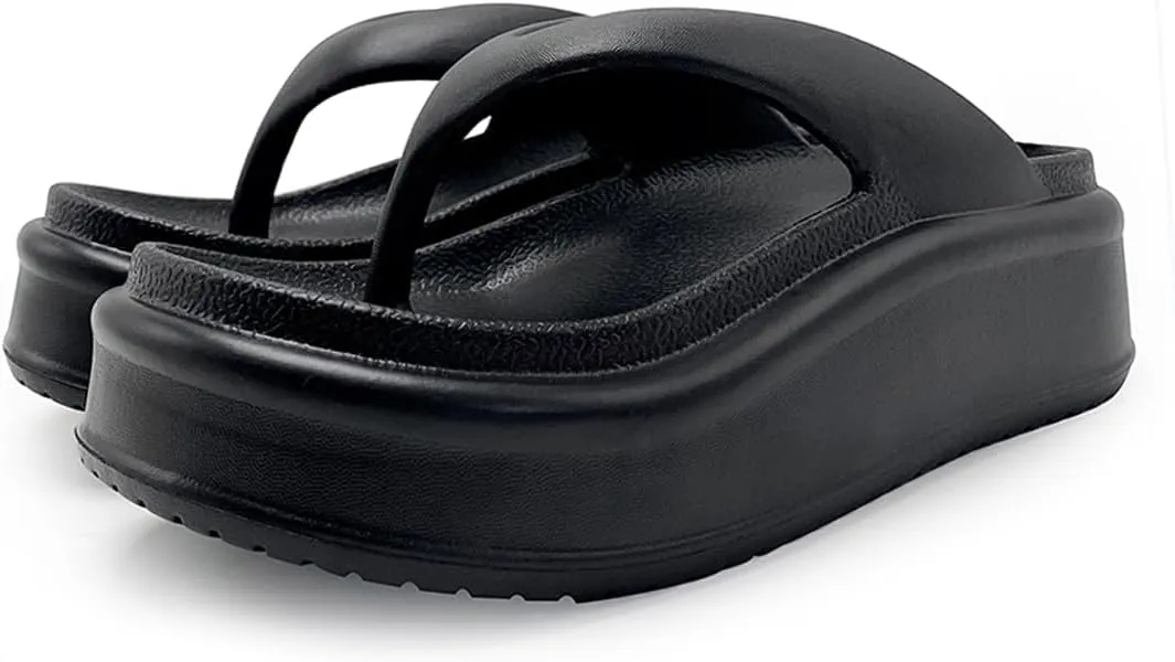 Harssidanzar Womens EVA Platform Flip Flops, Thick Sole Trendy Thong Sandals for Beach & Daily Wear HL220US