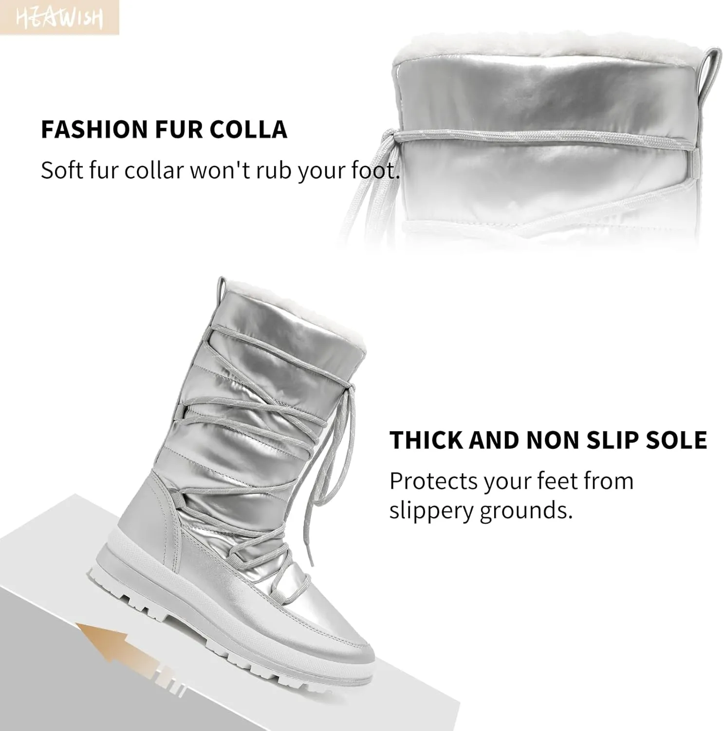 HEAWISH Women’s Winter Snow Boot Fur Lined Mid Calf Warm Boots