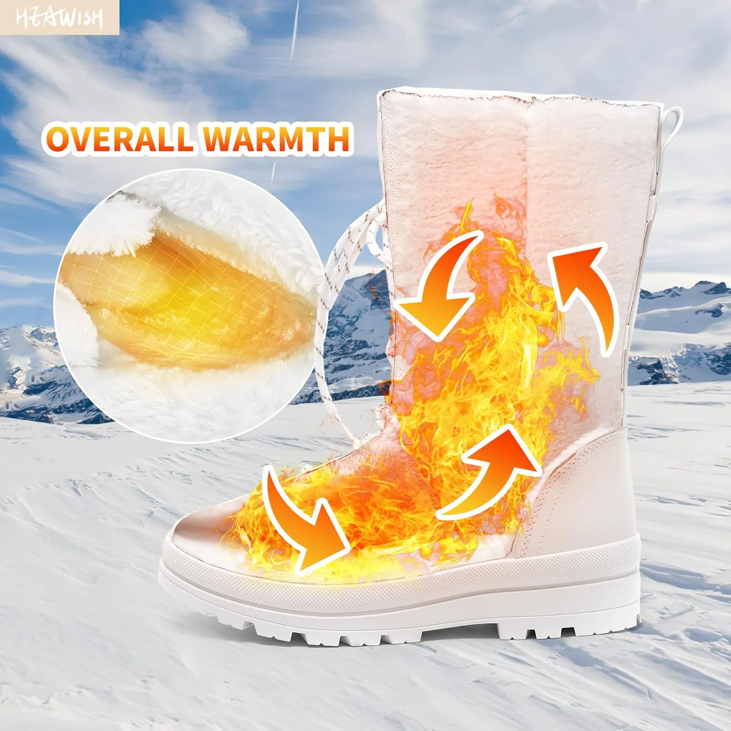 HEAWISH Women’s Winter Snow Boot Fur Lined Mid Calf Warm Boots