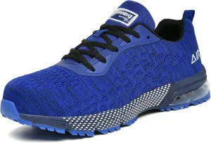 HiHatide Steel Toe Shoes for Men Work Shoes Safety Sneakers Air Cushion Lightweight Slip Resistant Breathable Comfortable