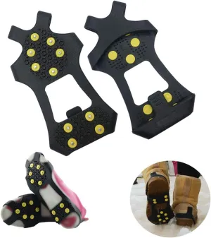 Ice Cleats Snow Traction Cleats Crampons for Shoe and Boots Non-Slip Overshoe for Walking on Snow and Ice Rubber Walking Cleats Anti Slip Crampons
