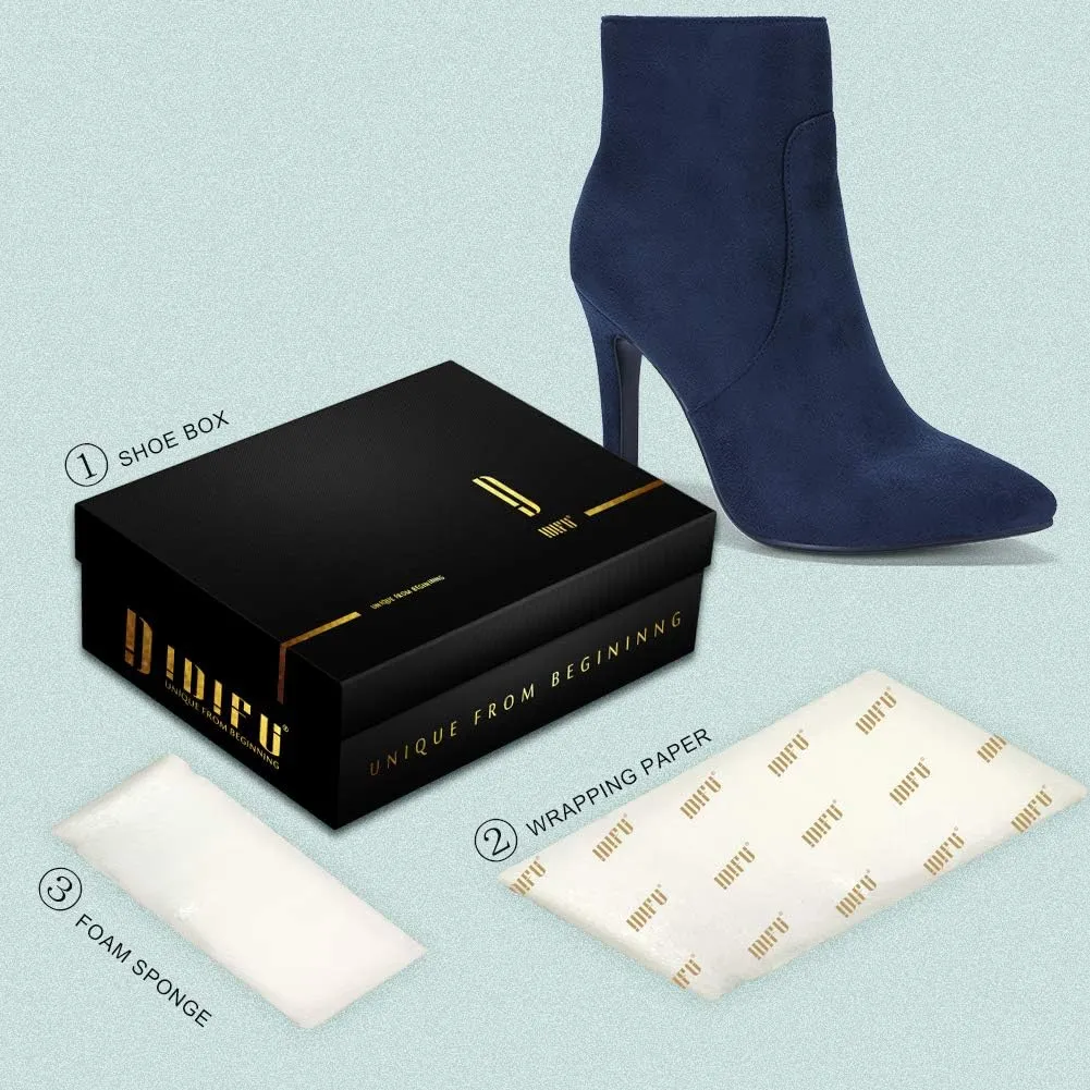 IDIFU Ankle Boots for Women High Heel Pointed Toe Boots Side Zipper Stiletto Booties
