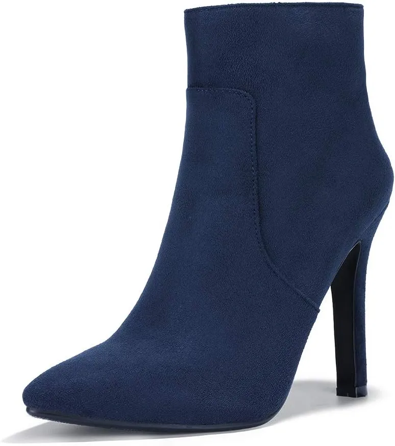 IDIFU Ankle Boots for Women High Heel Pointed Toe Boots Side Zipper Stiletto Booties