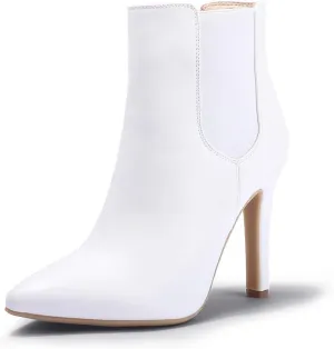 IDIFU Ankle Boots for Women High Heel Pointed Toe Boots Side Zipper Stiletto Booties