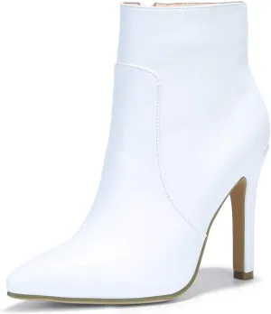 IDIFU Ankle Boots for Women High Heel Pointed Toe Boots Side Zipper Stiletto Booties