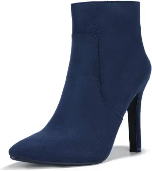 IDIFU Ankle Boots for Women High Heel Pointed Toe Boots Side Zipper Stiletto Booties
